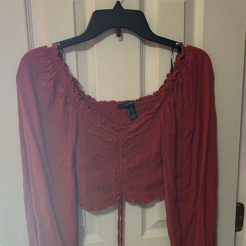 Women's Red Smocked Top